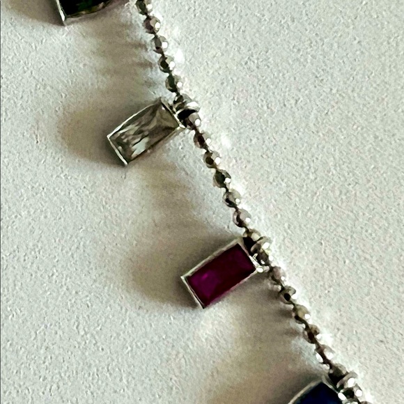 New Mia Fiore Dyadema Italy Sterling Silver Multi Crystal Bead Necklace - Picture 10 of 16